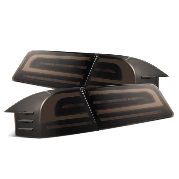 12-21 Tesla Model S LUXX-Series LED Tail Lights Black Smok (With Black Trunk Center Piece Replacement)