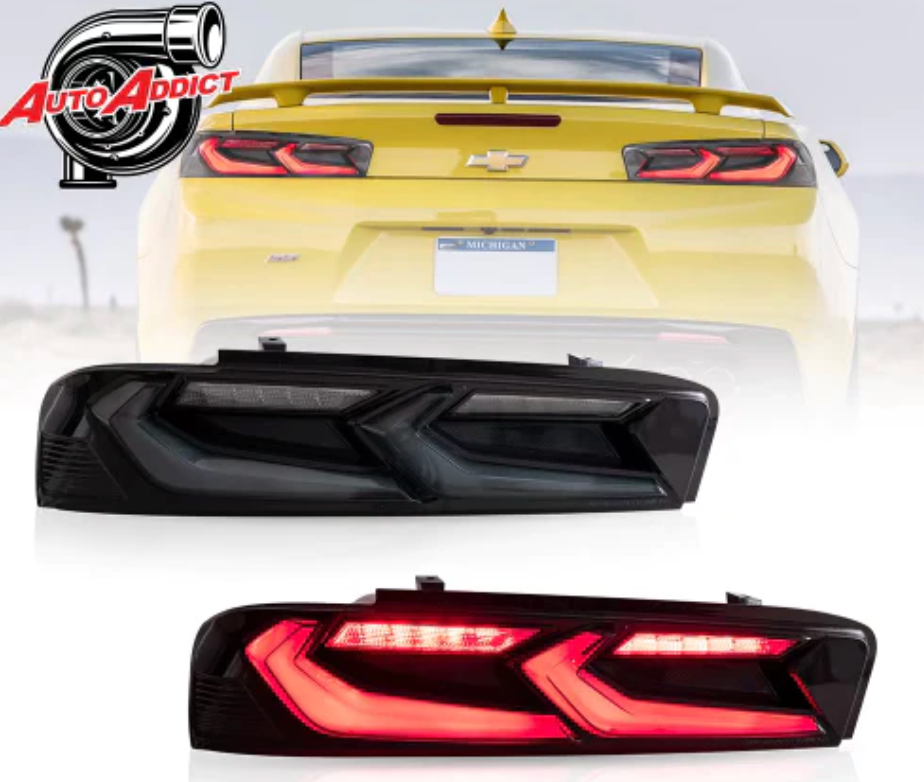 2016-2018 CHEVY CAMARO UMBRA LED TAILLIGHTS GLOSS BLACK/SMOKE LENS